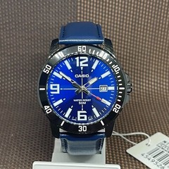 Casio MTP-VD01BL-2B Blue Leather Analog Quartz Sporty Design Men’s Casual Watch