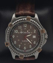 Columbia Men’s Watch 12/24 Hr Date Water Resistance 50M Leather Band New Battery