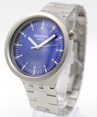 New Swatch Irony Big Bold INDIGO HOUR Men Steel Watch 47mm SBO7S102G $230