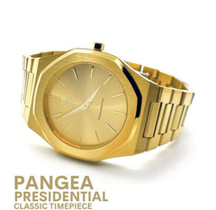 Pangea Presidential Quartz Analog Gold-Tone Octagon Bracelet 12-Hour Dial