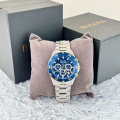 Bulova Marine Star Blue Dial Chronograph Stainless Steel Men’s Watch 98B400