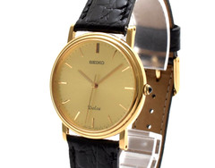 [Exc +5] SEIKO Dolce 8N41-7030 32mm Gold Dial Quartz Men’s Watch From JAPAN