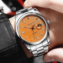 42MM CHRONOS Quartz Luxury Men’s Watch Stainless Steel Waterproof Luminous NEW