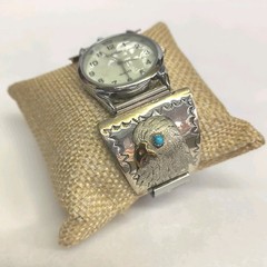 Men’s Stretch Watch Sterling, Turquoise Eagle Native American *Needs Battery