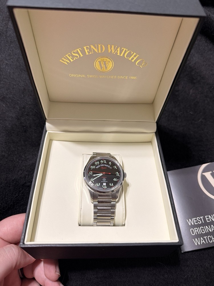 West End Watch Co. Sowar Prima Everbright Auto Date Black Dial SS Bracelet 50m