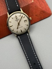 Wittnauer Geneve Automatic Swiss 10K RGP Gold Tone Watch Cream Dial Date 34.5mm