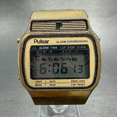 Seiko Pulsar Digital Watch Men 34mm Gold Tone Alarm Chrono Y709-5049 New Battery