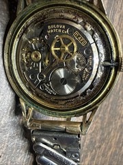 Vintage 1960’s Bulova Watch M0 Gold Tone July 1969 Calendar Band Repair Parts