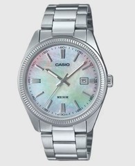 Casio MTP-1302DS-7A Mens 50M WR Watch Stainless Steel mother of pearl New
