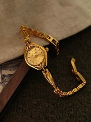 1 new gold French classic retro simple compact ladies quartz watch stainless
