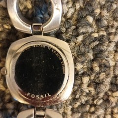 Fossil Silver ES2214 square face white dial bracelet women’s watch