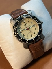 Vintage Mercedes Benz Men Field Watch Beige Dial,37mm,Rotating Beze,Date