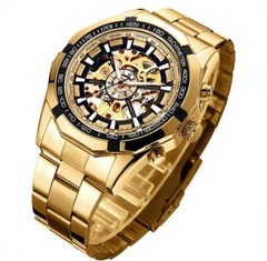 Relojes Gute Para Hombre, Esqueleto Mecã¡nico De Acero Inoxidable, Resistente Al
