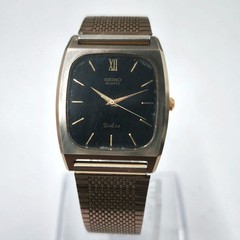 Vintage 1982 Seiko Dolce 5931-5341 Gold Black Qz Mens Midsize Watch