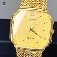 Vtg1985 [N.Mint] Seiko Dolce 7731-5000 Gold Diamond 29mm Quartz Men’s Watch