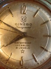 Vintage Ginsbo Incabloc Seaguard Watch* Swiss Made* 21 Jewels* Runs Well!