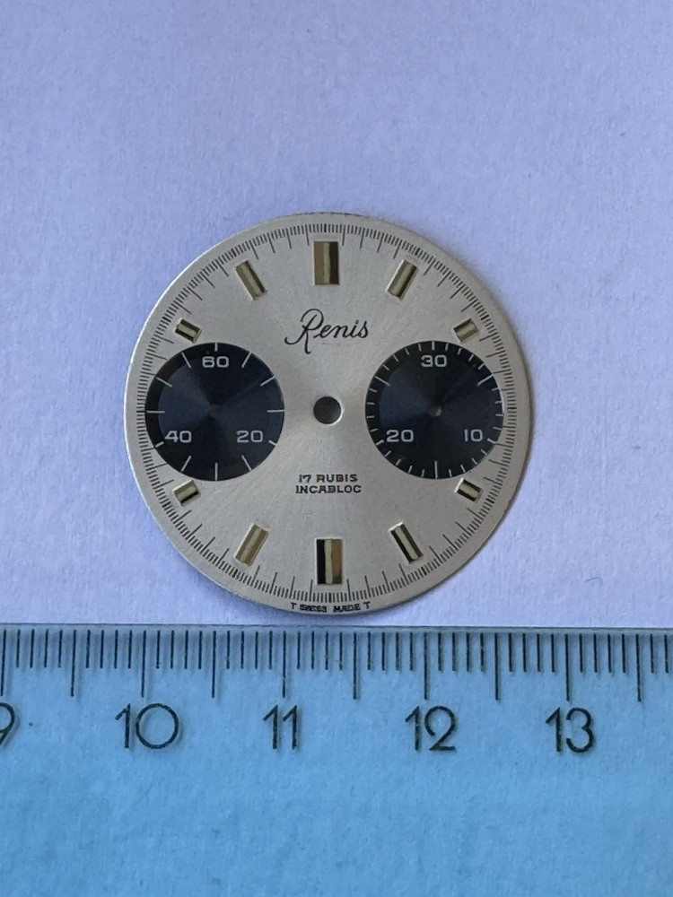 NOS Renis Grey Chronograph Valjoux 7733 Dial, Cadran, Zifferblatt