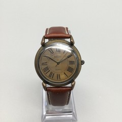 Relic Unisex Watch 34mm Bronze Dial Brown Leather Roman Numeral New Battery