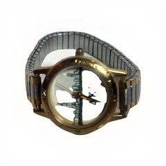 Image Watch Quartz Movement Expandable Band Silver Gold Tone Works