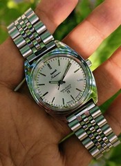 Vintage HMT Hand Winding Silver Sunburst Dial Mechanical Movement Watch