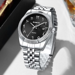 2026 Men Watch Quartz Analog Date Luminous Waterproof Stainless Steel Wristwatch