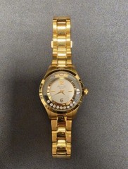 KENNETH COLE NY RARE Transparency Gold Floating Stone Crystal Accent Watch Y2K