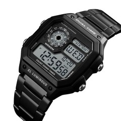 Reloj Digital Multifuncion Hombre Doble Hora Alarma Cronometro Retroiluminado