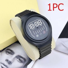 Splash-Resistant Adjustable Comfortable Clear-Display Led Round Electronic Watch