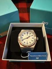 TechnoMarine TM-416091 Men’s 45mm Coral Legacy White Dial Blue Band New!