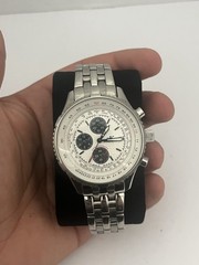 Adee Kaye Men’s Stainless Steel Sports White Chronograph Watch