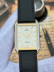 Vintage Seiko Dolce Tungsten Tank Two Tone Quartz Men’s Watch 7740-5010