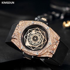KIMSDUN Stylish Sport Watches, Geometry Polygon, Quartz Wristwatch,Leather Strap