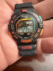 Pulsar Unisex Quartz Digital Alarm-Chronograph Black Dial Plastic Strap 100M