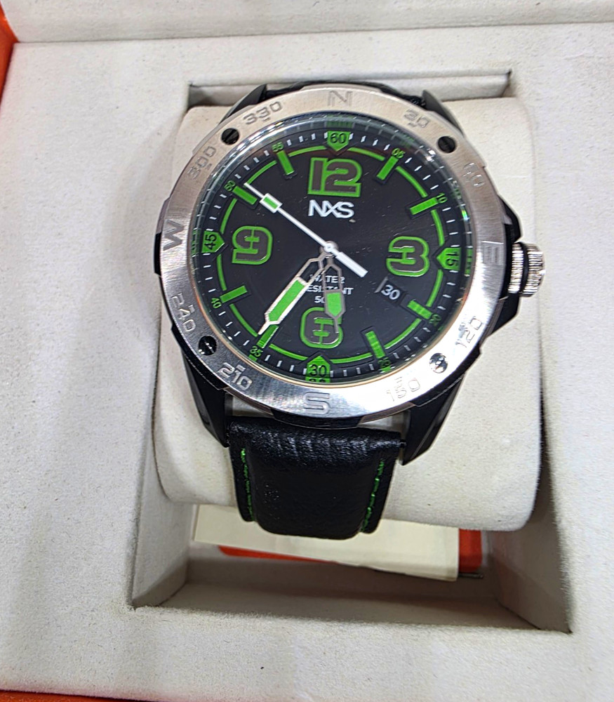NXS Travis Pastrana Kadono Men’s Quartz 45mm Leather Strap Date w/ Box