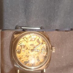 Skeleton Manual Mechanical Dress Watch, Running. Arabic Numerals Silver Metal.