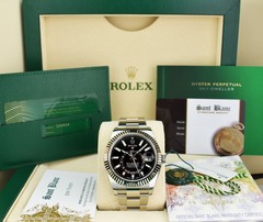 ROLEX 2021 White Gold & Stainless Steel Sky Dweller Black 326934 Dial SANT BLANC