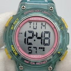 Armitron Women Digital Watch 38mm Chrono Translucent Green 10ATM , Runs