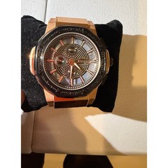 Anniversary Mens Rose Gold Tone Chronograph Watch Grey Croc Embossed Band