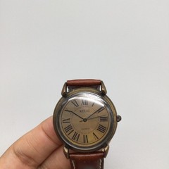 Relic Unisex Watch 34mm Bronze Dial Brown Leather Roman Numeral New Battery