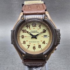 Casio FT-500 Watch Men 42mm Analog Digital Cream Dial Brown Case New Battery SRT