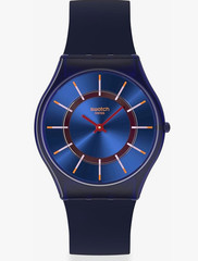 Swatch Very Jazzy Berry SS08N117 Ultra-Slim Blue Silicone Quartz Watch Unisex