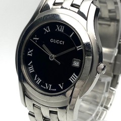 Gucci 5500M Date Quartz Silver Black Dial Wristwatch Japan 071705