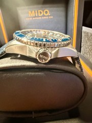 Mido Ocean Star GMT 44mm Silver Stainless Steel w Blue Strap & Horween Strap