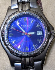 Guess Waterpro Blue Dial Date Indicator Stainless Steel Link Band Watch Japan