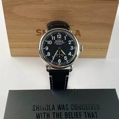 New Shinola The Runwell Men’s Quartz Watch Black Dial Leather Strap 41mm