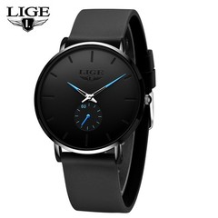 LIGE Luxury Men Watch Ultra-thin Quartz Second Dial Waterproof Daily Wristwatch
