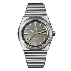 SAN MARTIN SN0149-G Miyota 90S5 SS Brushed Dial 40mm Integrated Bracelet Watch