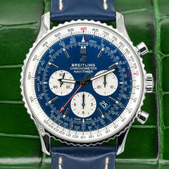 2021 Breitling Navitimer Steel 46mm B01 Ref AB0127 Blue Dial on Blue Strap B+P