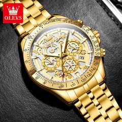 Waterproof Quartz Luminous OLEVS Business Luxury Men Watch Date Strap Gold Watch