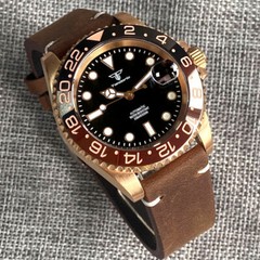 CUSN8 Solid Bronze Case 40mm Tandorio Black Dial NH35 PT5000 Automatic Men Watch